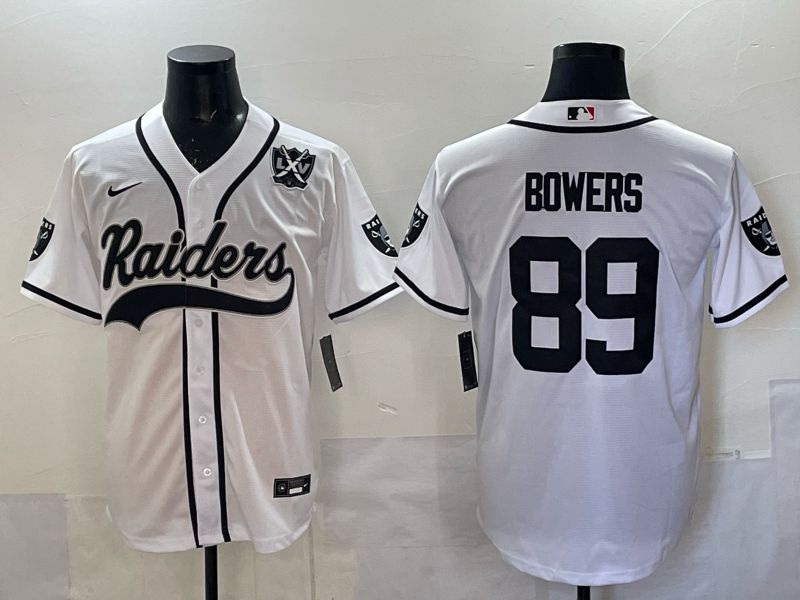 Men 2025 Oakland Raiders #89 Bowers white 3th generation Joint Name Nike Limited NFL Jersey style 006